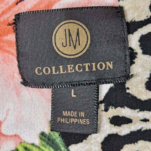 JM Collection Size Large Animal Print and Floral Tunic Embellished Neckline NWT - Picture 13 of 16